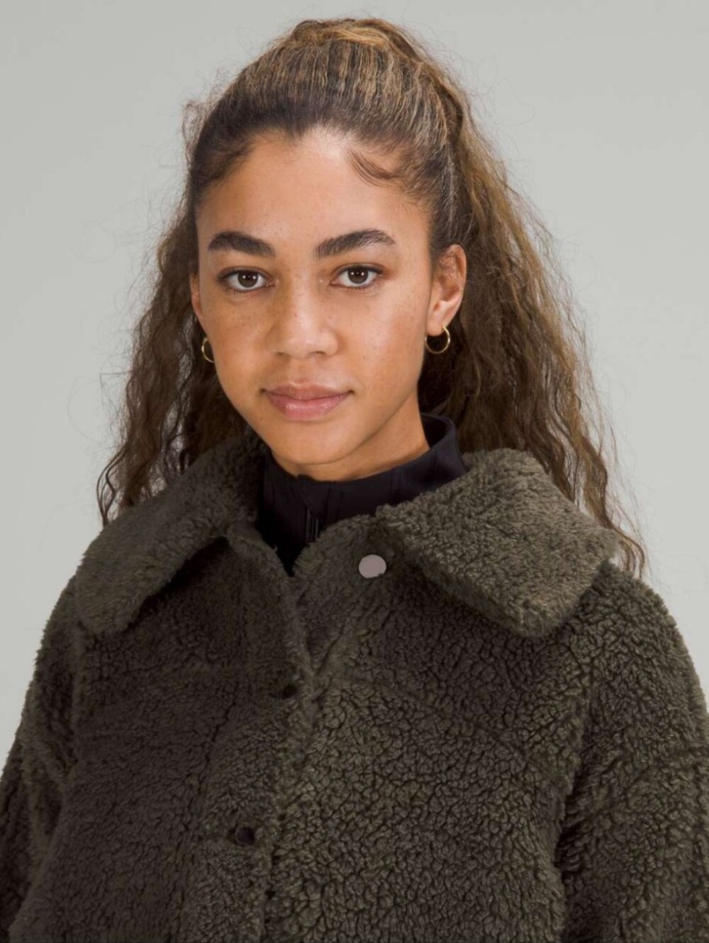 Lululemon Textured Fleece Button Jacket Dark Olive - Size 8 - Picture 14 of 14
